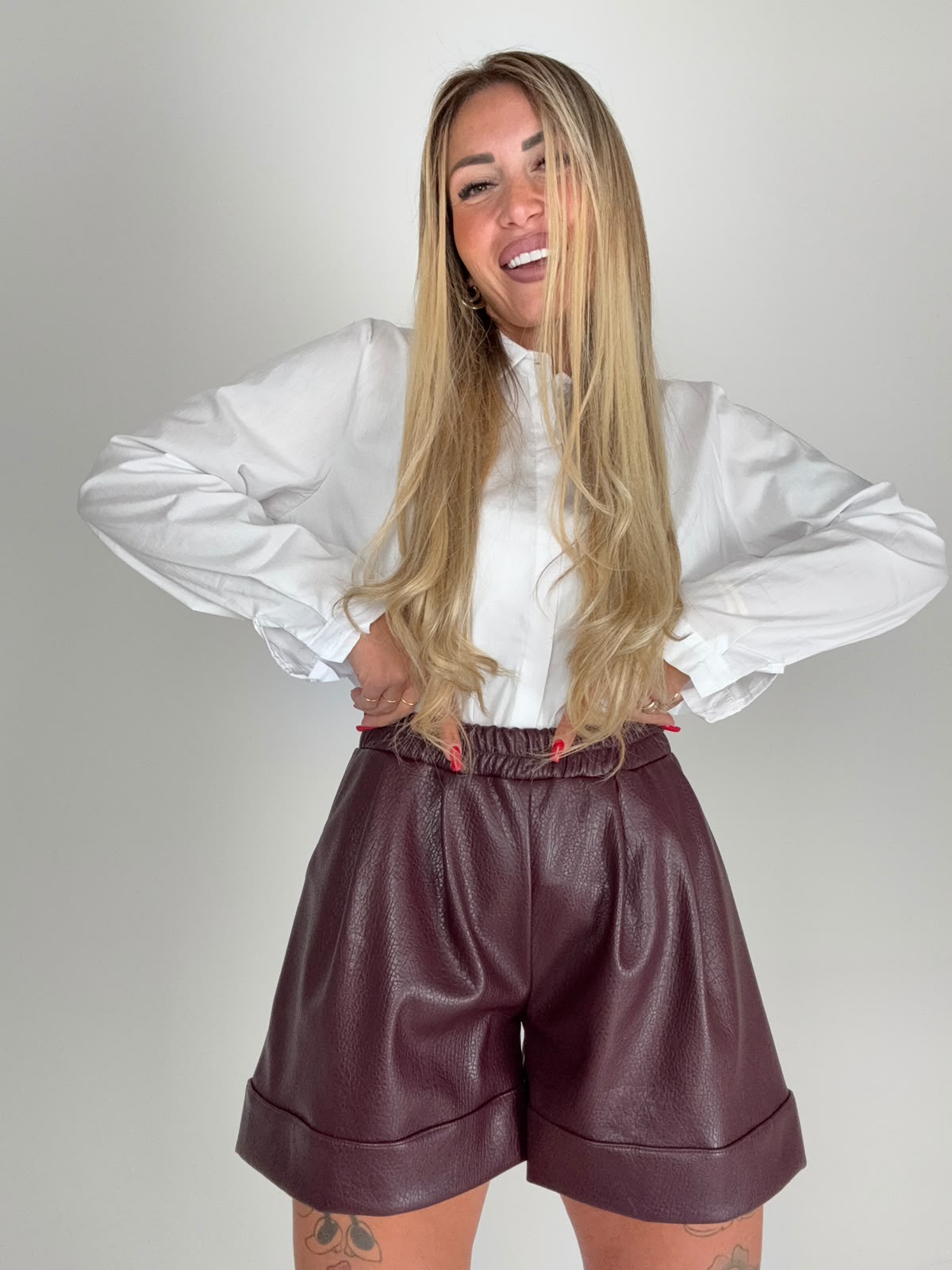 Pantaloncini Dudu Ecopelle Bordeaux  ♥