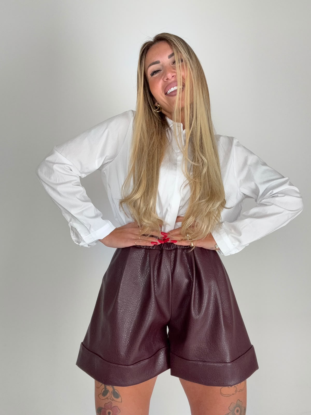 Pantaloncini Dudu Ecopelle Bordeaux  ♥