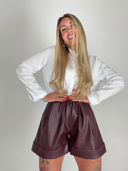 Pantaloncini Dudu Ecopelle Bordeaux  ♥