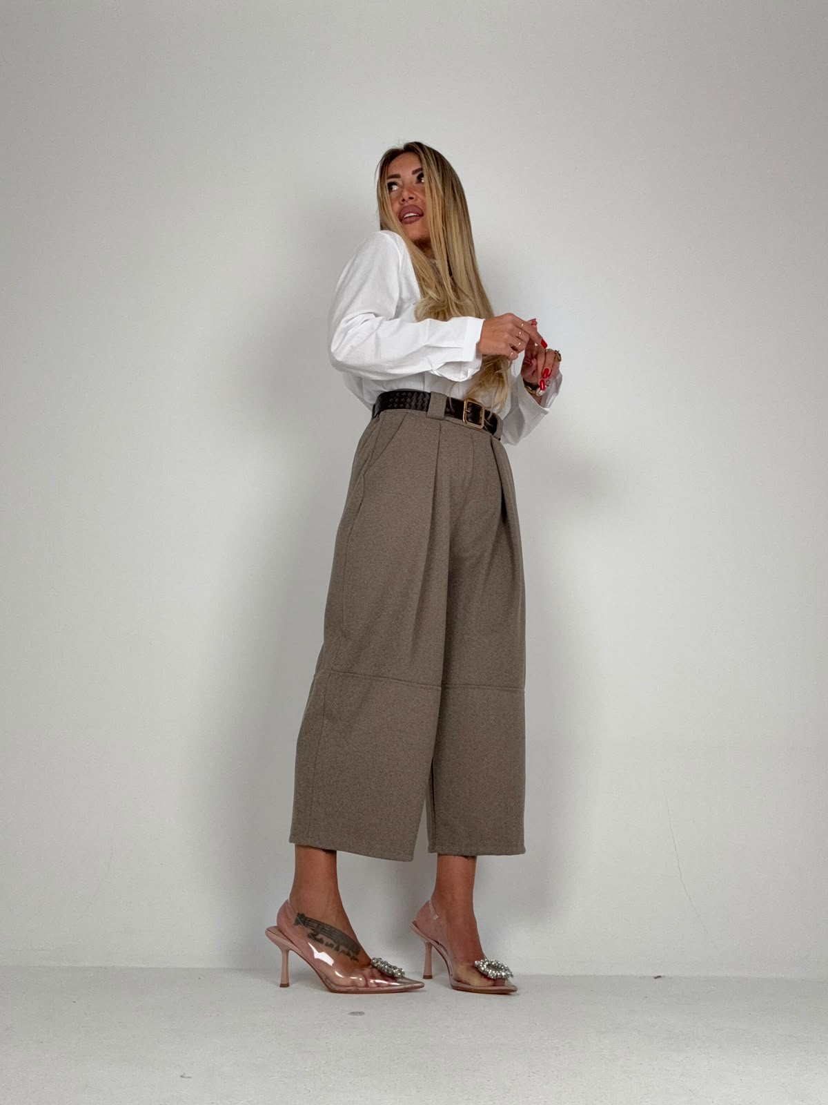 Pantalone Benjamin Spina Di Pesce Beige ♥
