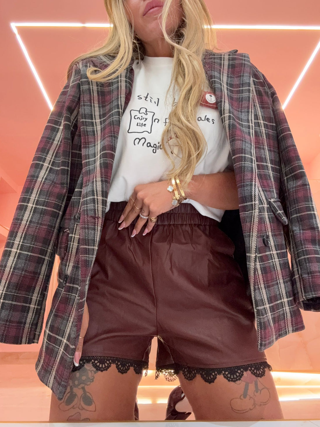 Short Ecopelle e Pizzo Bordo&