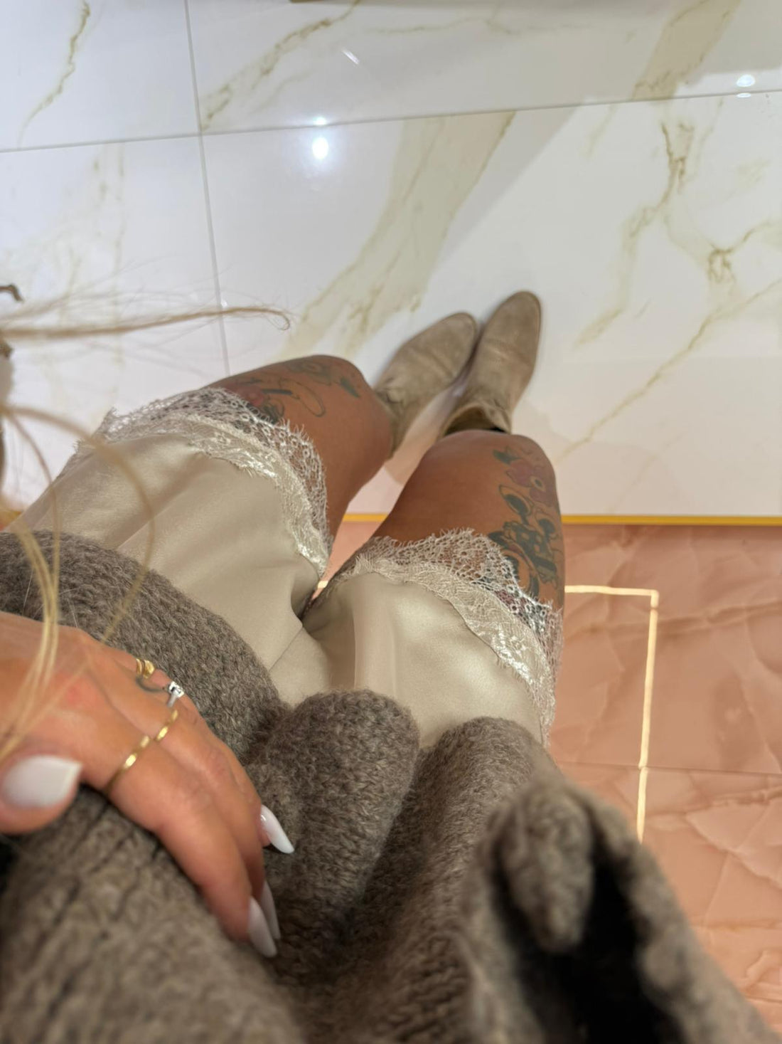 Pantaloncini In Raso Beige ♥