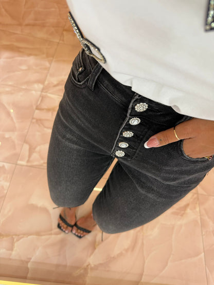 Denim Slavato Bottoni Gioiello ♥