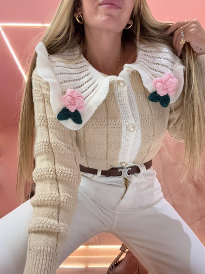 Maglioncino Cardigan Collettone Beige ♥