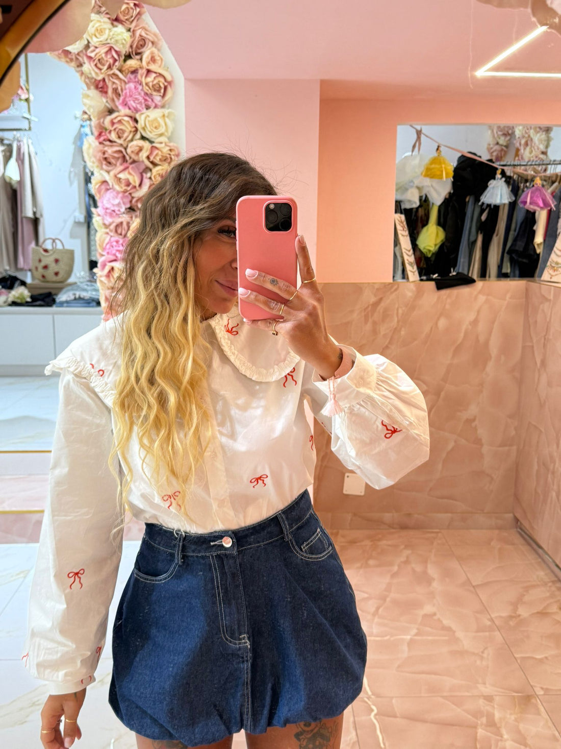 Camicia Bianca Fiocchetti Rossi ♥