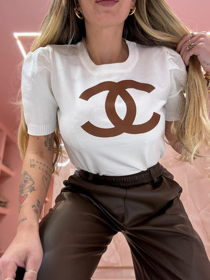 Maglia Filo Loghetto Tortora ♥