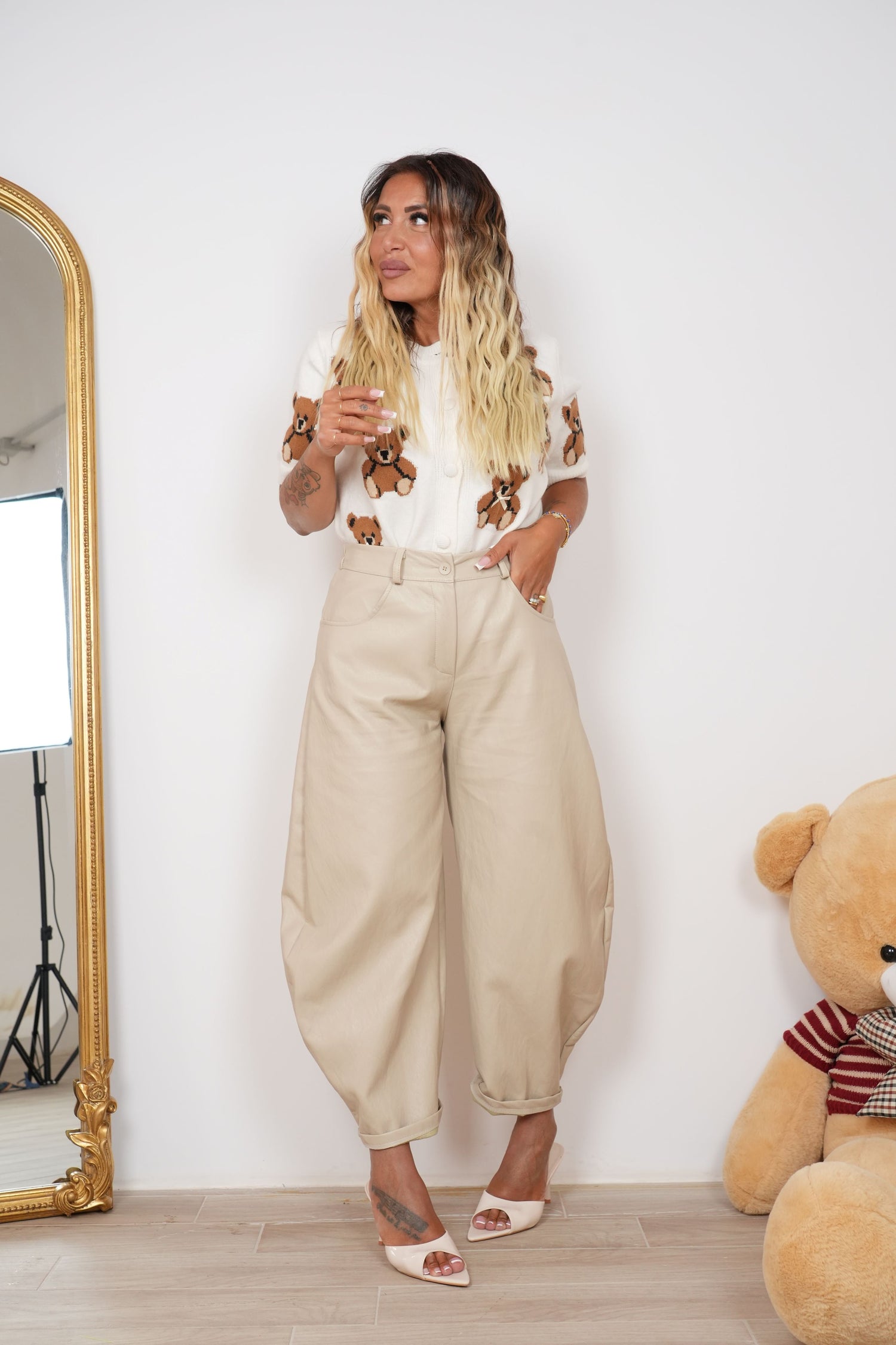Pantalone Ecopelle Cappuccino ♥