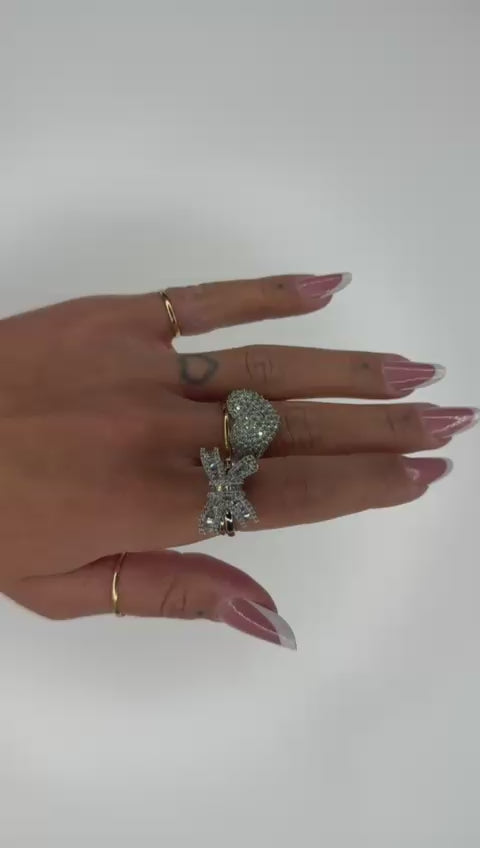 Anello Cuore Base Argento Strass ♥