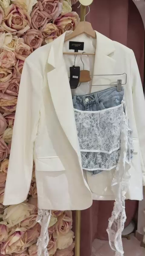 Short Merletto denim